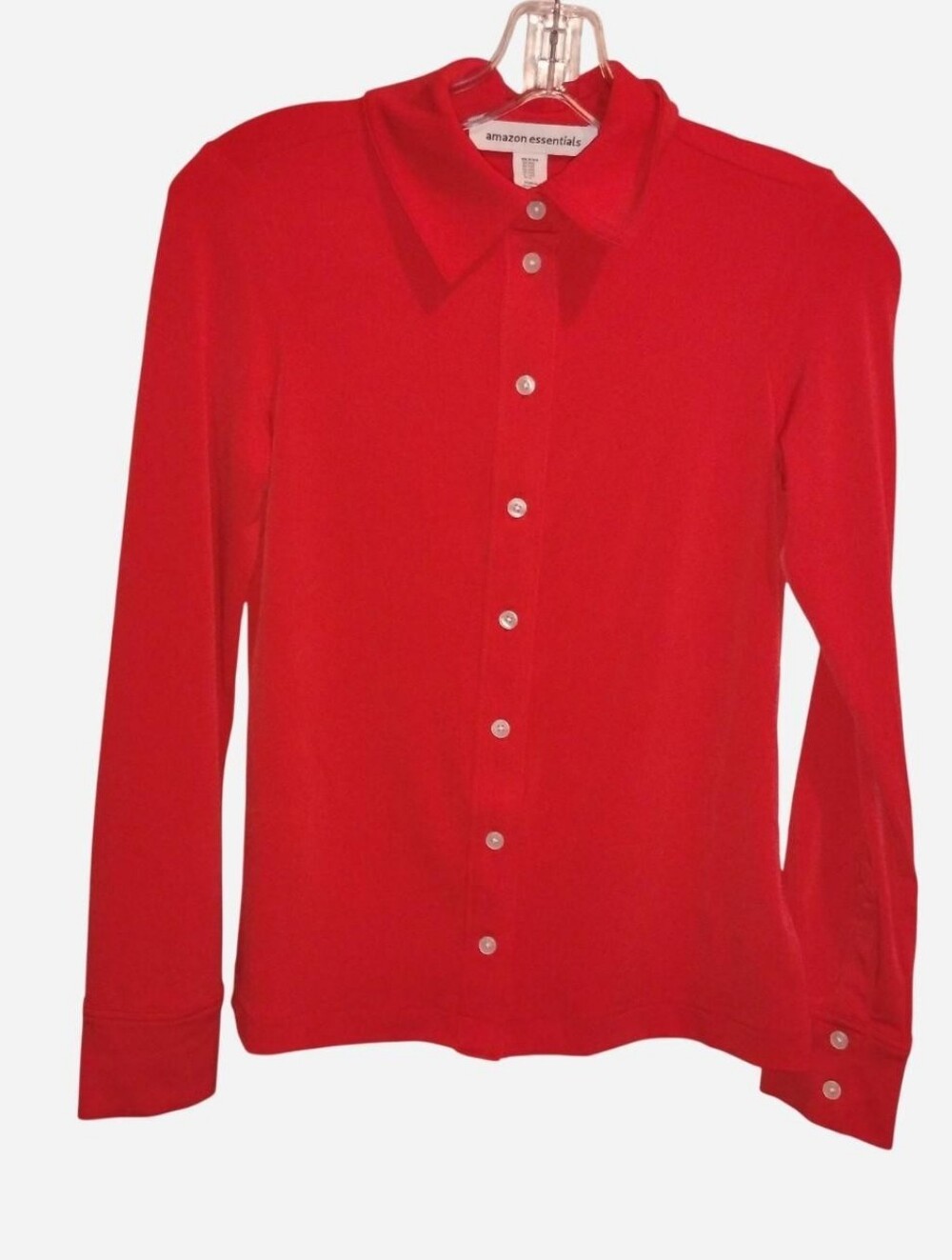 Bright Poppy Red Button Front Blouse NWT Amazon Essentials XXS